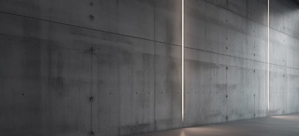 A cast concrete corridor in the Monolith works